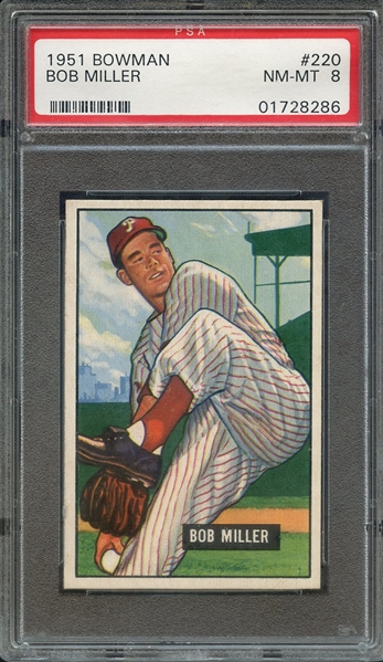 1951 BOWMAN 220 BOB MILLER PSA NM-MT 8