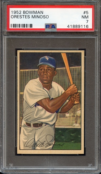 1952 BOWMAN 5 ORESTES MINOSO PSA NM 7