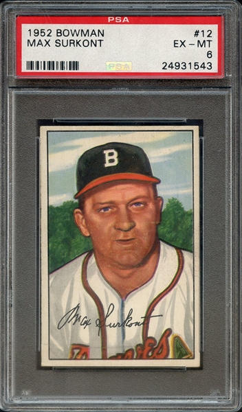 1952 BOWMAN 12 MAX SURKONT PSA EX-MT 6