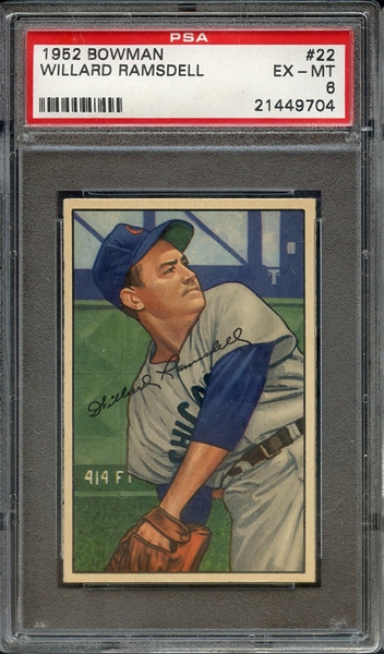 1952 BOWMAN 22 WILLARD RAMSDELL PSA EX-MT 6