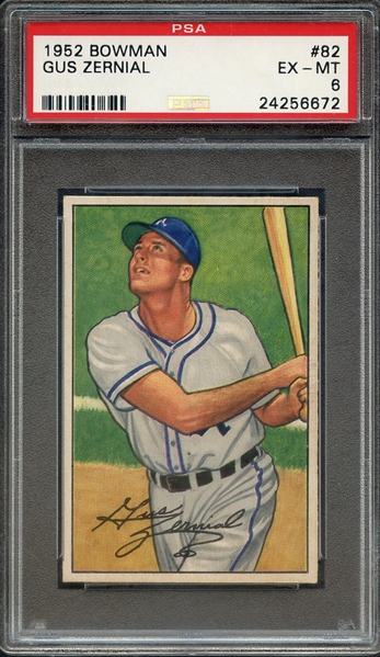 1952 BOWMAN 82 GUS ZERNIAL PSA EX-MT 6