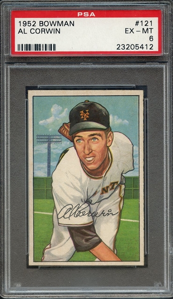1952 BOWMAN 121 AL CORWIN PSA EX-MT 6
