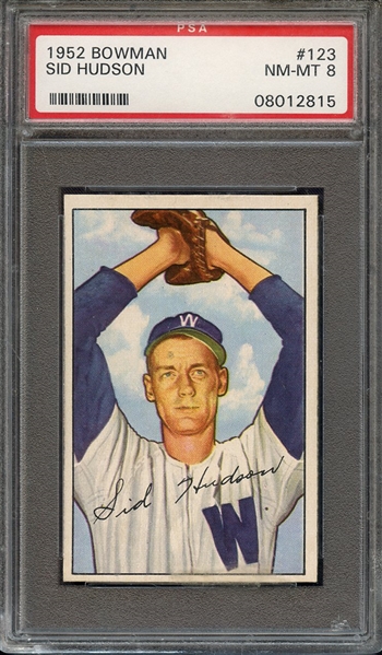 1952 BOWMAN 123 SID HUDSON PSA NM-MT 8