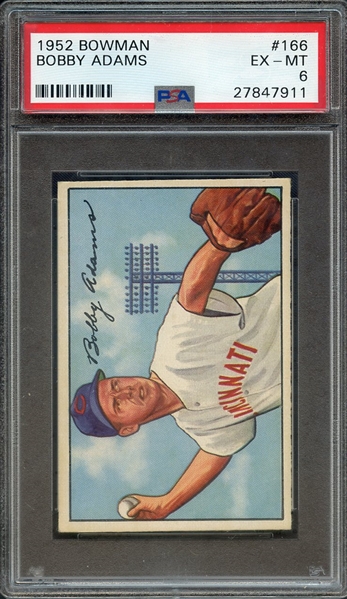 1952 BOWMAN 166 BOBBY ADAMS PSA EX-MT 6