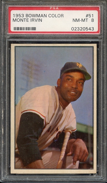 1953 BOWMAN COLOR 51 MONTE IRVIN PSA NM-MT 8