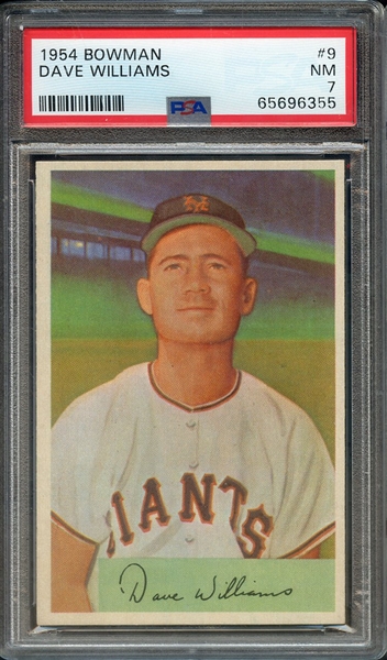 1954 BOWMAN 9 DAVE WILLIAMS PSA NM 7