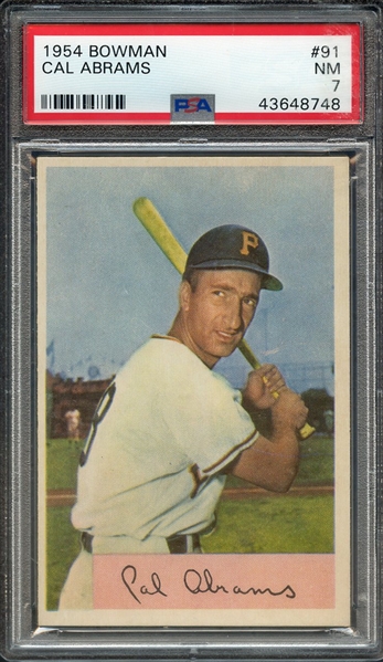 1954 BOWMAN 91 CAL ABRAMS PSA NM 7