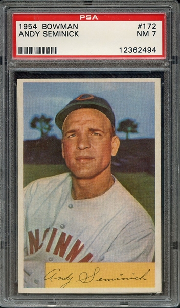 1954 BOWMAN 172 ANDY SEMINICK PSA NM 7