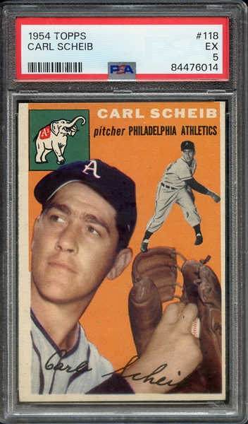 1954 TOPPS 118 CARL SCHEIB PSA EX 5