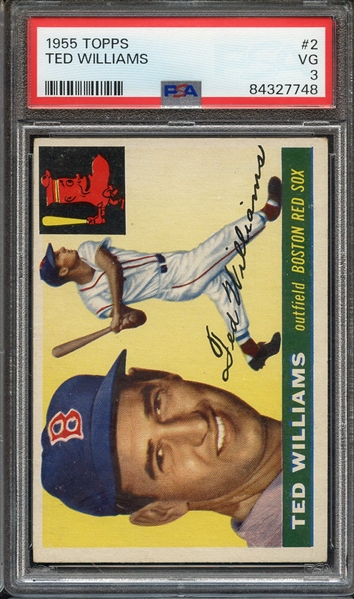 1955 TOPPS 2 TED WILLIAMS PSA VG 3