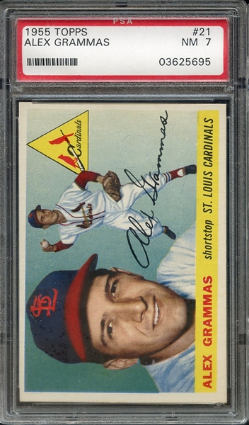 1955 TOPPS 21 ALEX GRAMMAS PSA NM 7