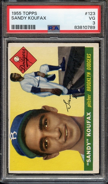 1955 TOPPS 123 SANDY KOUFAX PSA VG 3
