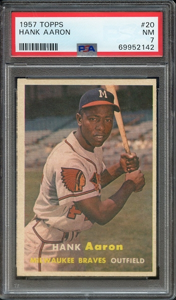 1957 TOPPS 20 HANK AARON PSA NM 7