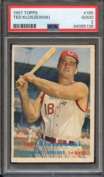 1957 TOPPS 165 TED KLUSZEWSKI PSA GOOD 2