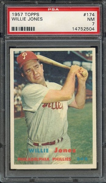 1957 TOPPS 174 WILLIE JONES PSA NM 7
