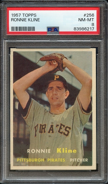 1957 TOPPS 256 RONNIE KLINE PSA NM-MT 8