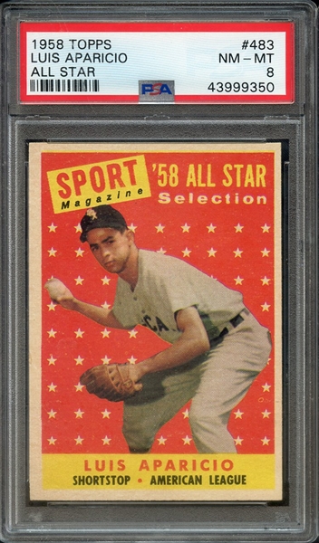 1958 TOPPS 483 LUIS APARICIO ALL STAR PSA NM-MT 8