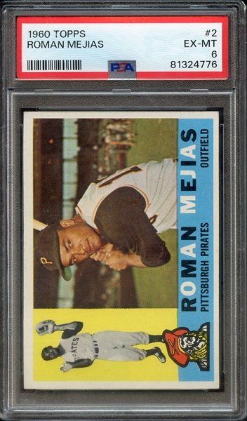 1960 TOPPS 2 ROMAN MEJIAS PSA EX-MT 6