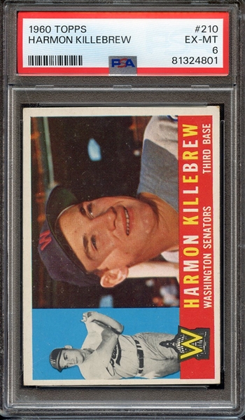 1960 TOPPS 210 HARMON KILLEBREW PSA EX-MT 6