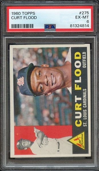 1960 TOPPS 275 CURT FLOOD PSA EX-MT 6