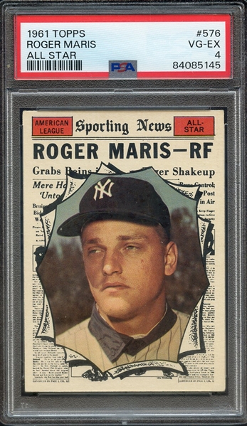1961 TOPPS 576 ROGER MARIS ALL STAR PSA VG-EX 4
