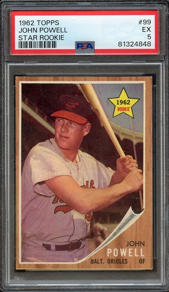1962 TOPPS 99 JOHN POWELL STAR ROOKIE PSA EX 5