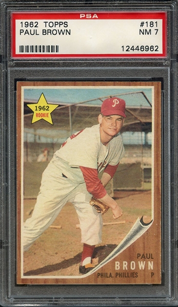 1962 TOPPS 181 PAUL BROWN PSA NM 7