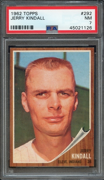 1962 TOPPS 292 JERRY KINDALL PSA NM 7