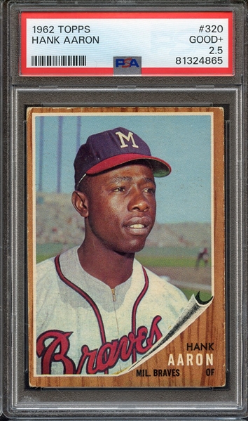 1962 TOPPS 320 HANK AARON PSA GOOD+ 2.5