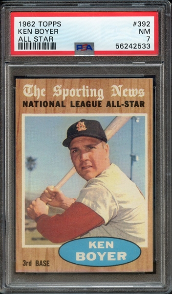 1962 TOPPS 392 KEN BOYER ALL STAR PSA NM 7