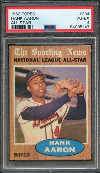 1962 TOPPS 394 HANK AARON ALL STAR PSA VG-EX 4