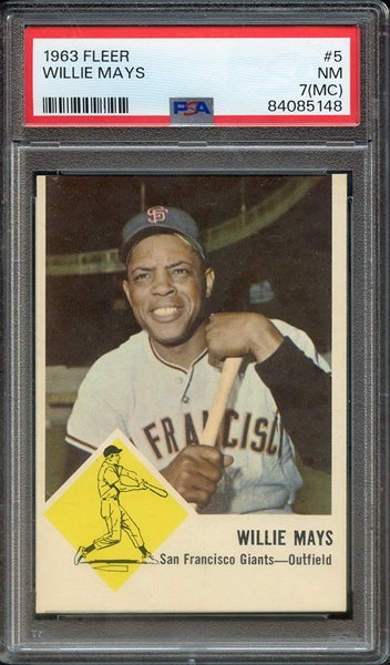 1963 FLEER 5 WILLIE MAYS PSA NM 7 (MC)