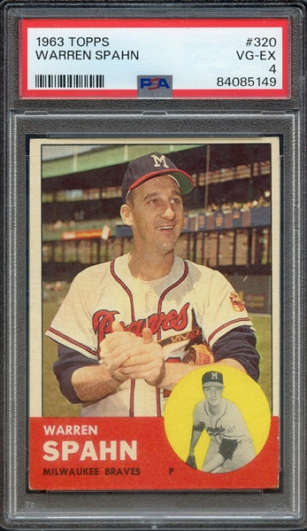 1963 TOPPS 320 WARREN SPAHN PSA VG-EX 4