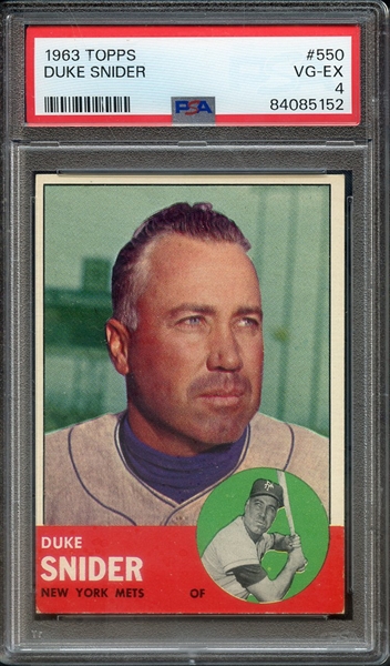1963 TOPPS 550 DUKE SNIDER PSA VG-EX 4