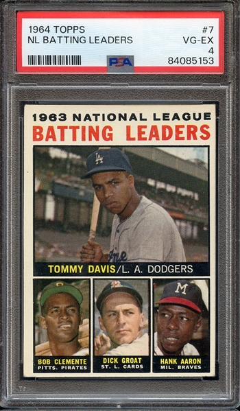 1964 TOPPS 7 NL BATTING LEADERS PSA VG-EX 4