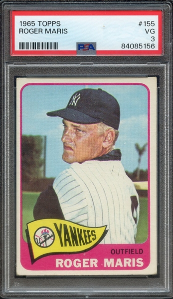 1965 TOPPS 155 ROGER MARIS PSA VG 3