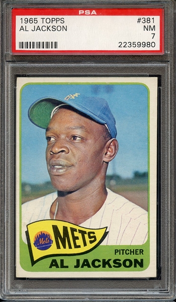 1965 TOPPS 381 AL JACKSON PSA NM 7