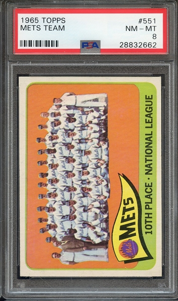 1965 TOPPS 551 METS TEAM PSA NM-MT 8