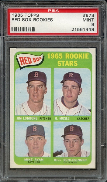 1965 TOPPS 573 RED SOX ROOKIES PSA MINT 9