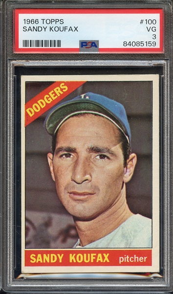 1966 TOPPS 100 SANDY KOUFAX PSA VG 3