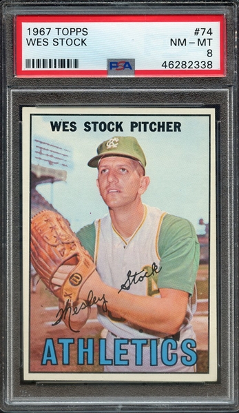 1967 TOPPS 74 WES STOCK PSA NM-MT 8