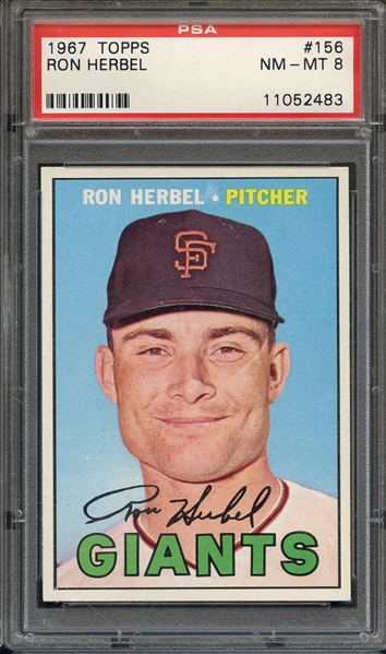 1967 TOPPS 156 RON HERBEL PSA NM-MT 8