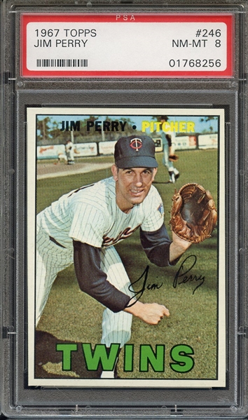 1967 TOPPS 246 JIM PERRY PSA NM-MT 8