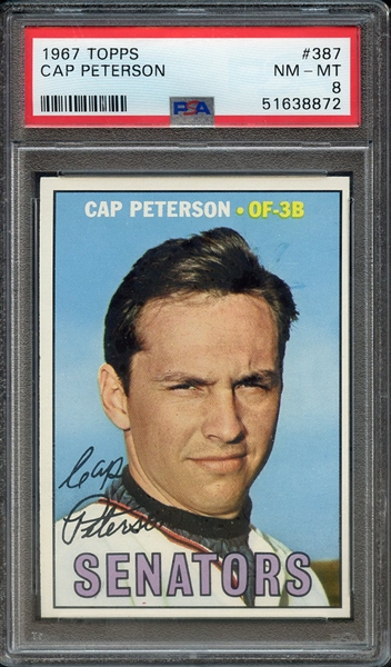 1967 TOPPS 387 CAP PETERSON PSA NM-MT 8