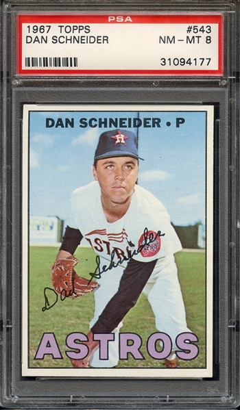 1967 TOPPS 543 DAN SCHNEIDER PSA NM-MT 8