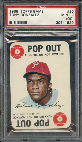1968 TOPPS GAME 20 TONY GONZALEZ PSA MINT 9 (OC)