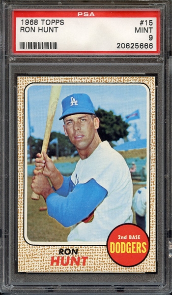 1968 TOPPS 15 RON HUNT PSA MINT 9