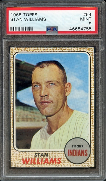 1968 TOPPS 54 STAN WILLIAMS PSA MINT 9