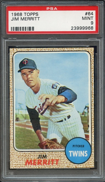 1968 TOPPS 64 JIM MERRITT PSA MINT 9