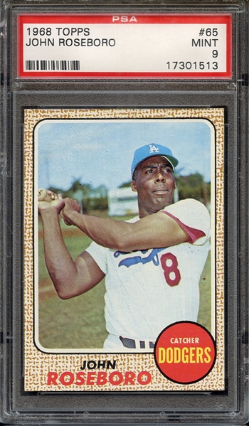 1968 TOPPS 65 JOHN ROSEBORO PSA MINT 9